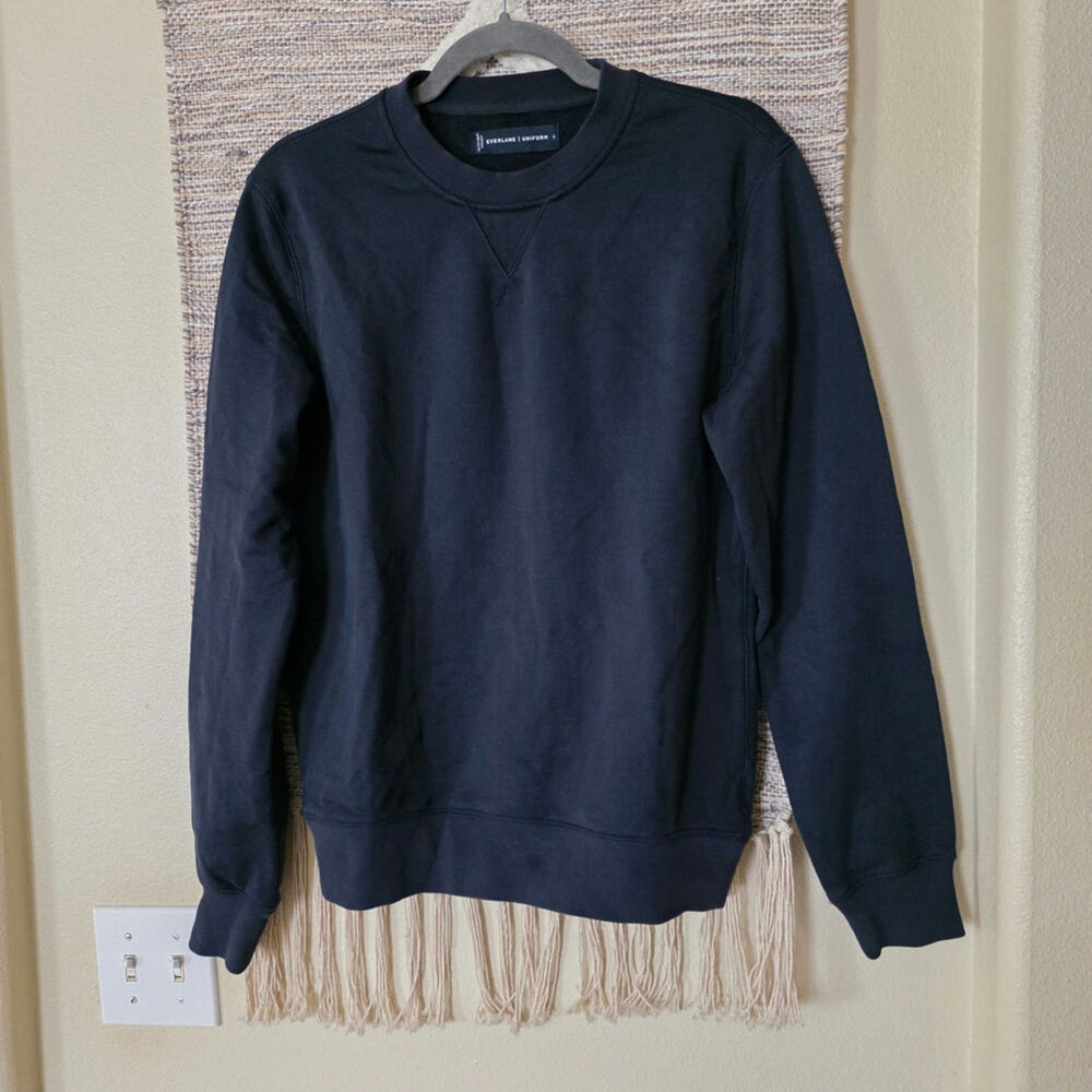 Everlane Uniform Crewneck Sweatshirt Navy Blue Cotton Pullover Women's Small